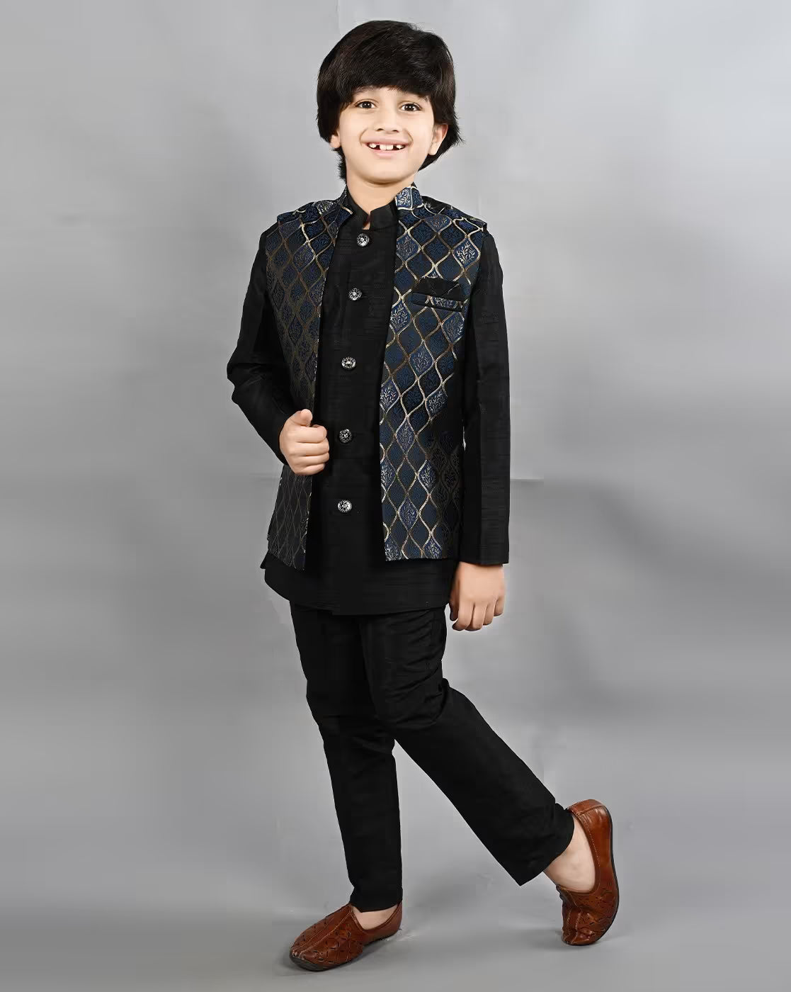 Boys Kurta with Pyjamas & Nehru Jacket