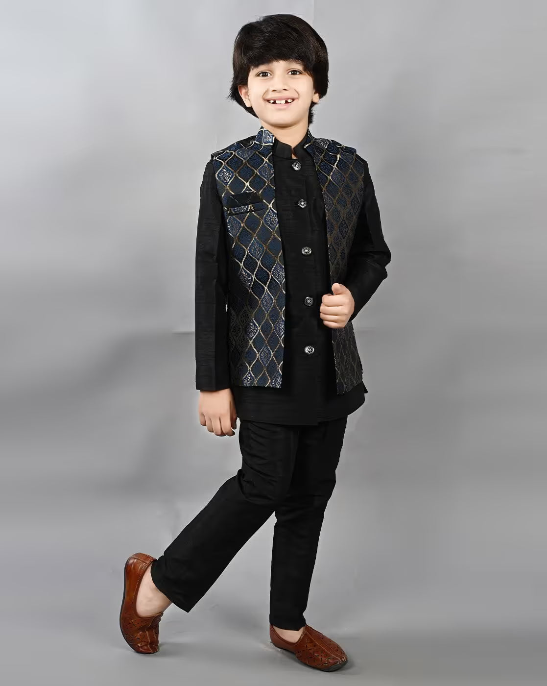 Boys Kurta with Pyjamas & Nehru Jacket