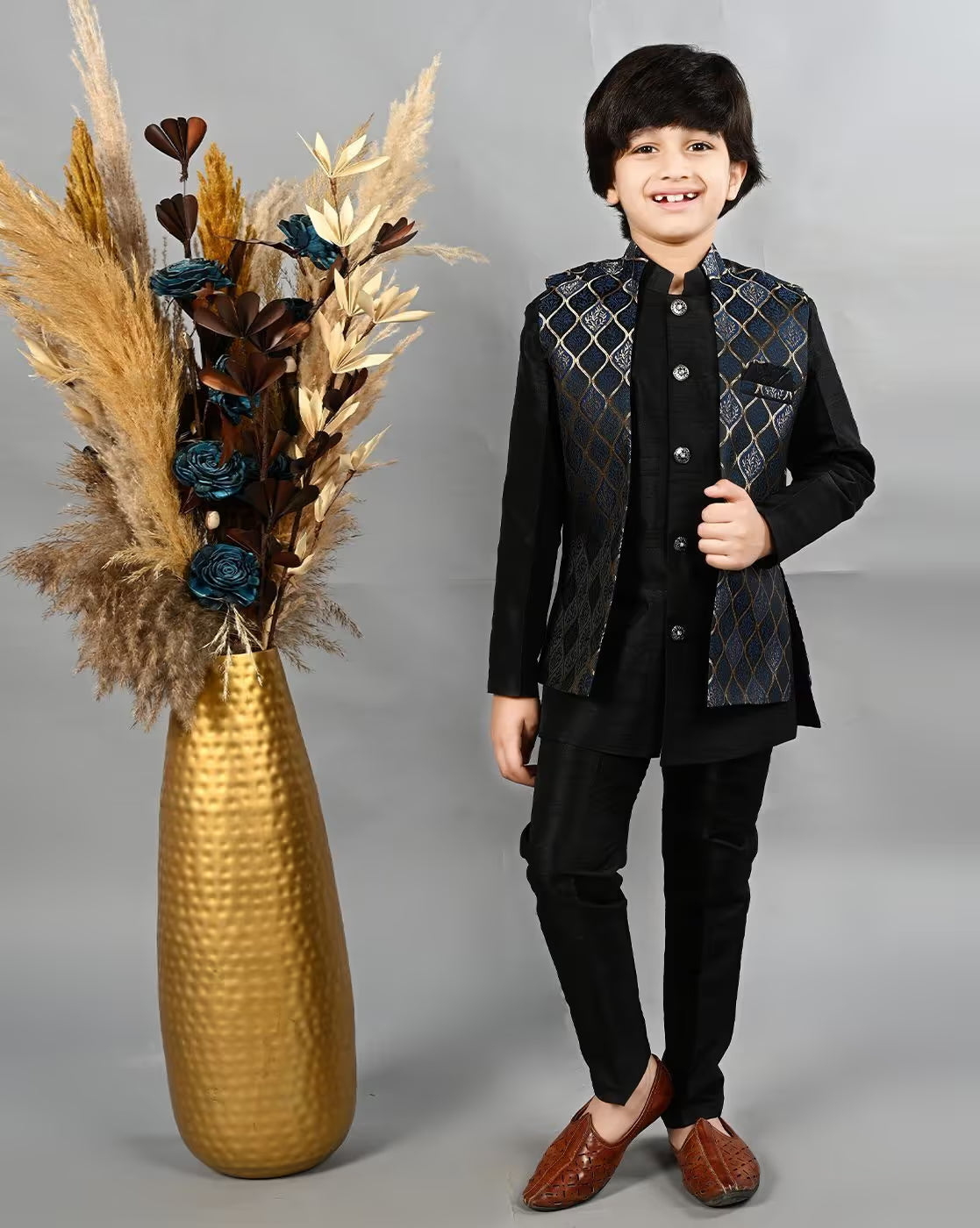 Boys Kurta with Pyjamas & Nehru Jacket