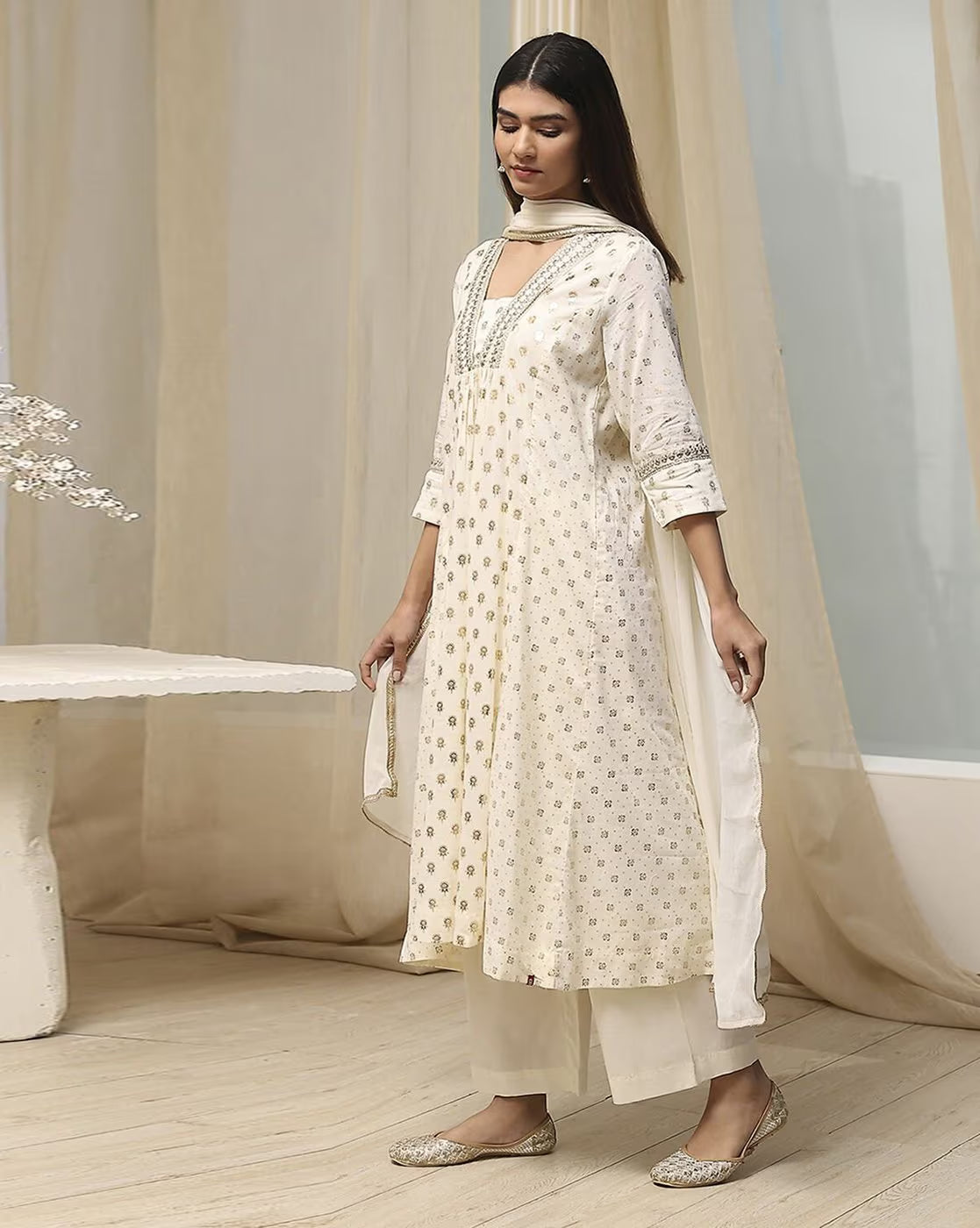 Women Floral Print A-Line Kurta with Palazzos & Dupatta