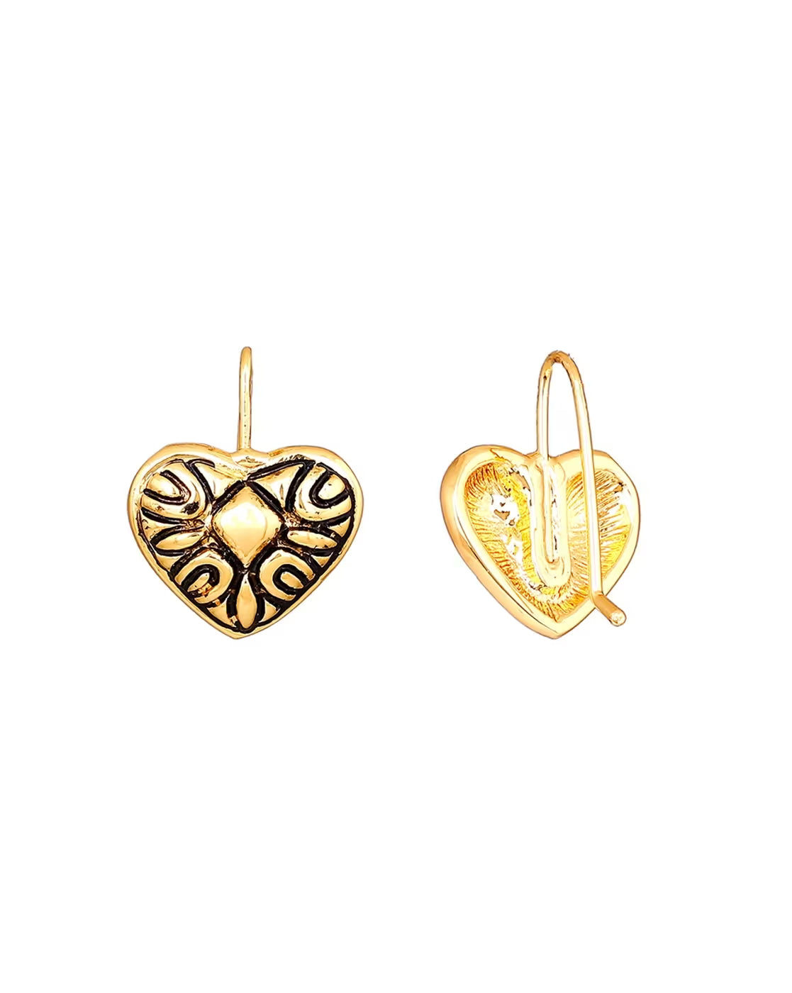 Silver Plated Oxidized Heart Drop Earrings | FreeSize
