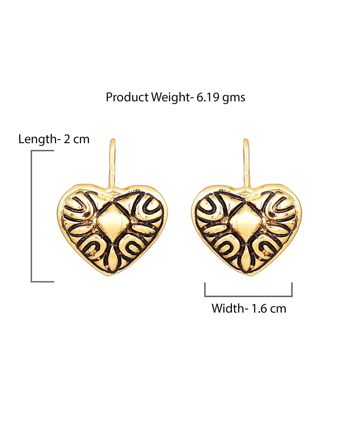 Silver Plated Oxidized Heart Drop Earrings | FreeSize