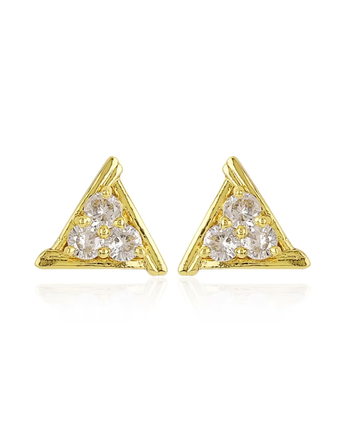 Gold-Plated CZ Triangle Shaped Studs | FreeSize