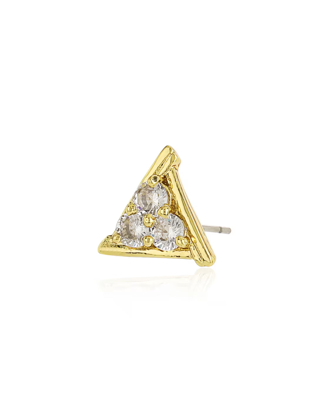 Gold-Plated CZ Triangle Shaped Studs | FreeSize