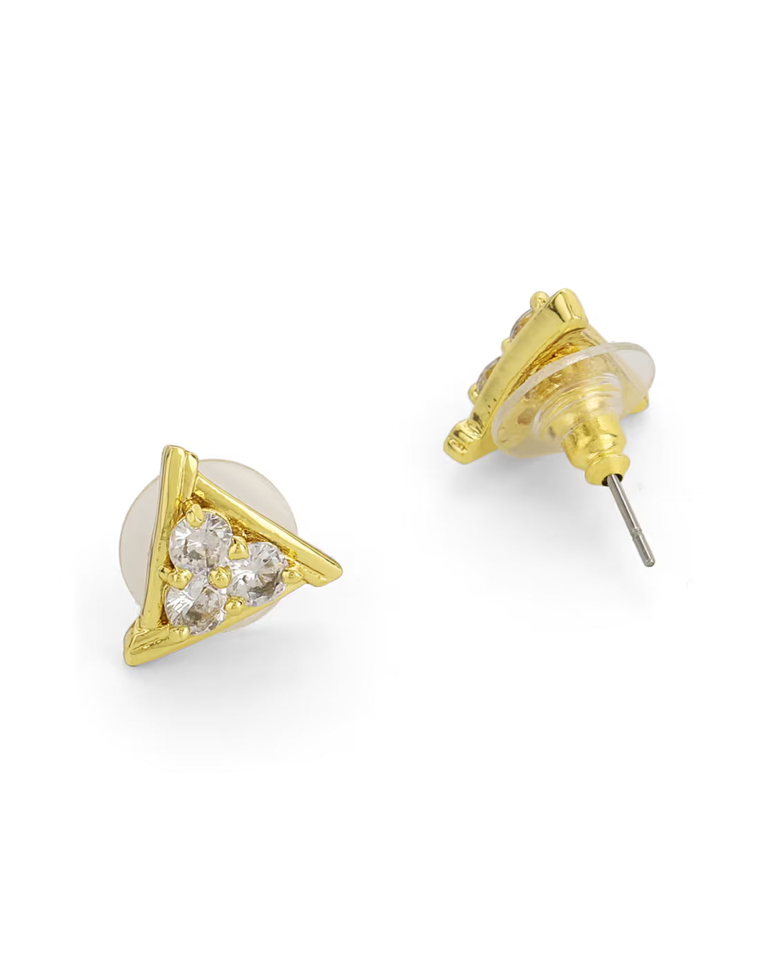 Gold-Plated CZ Triangle Shaped Studs | FreeSize