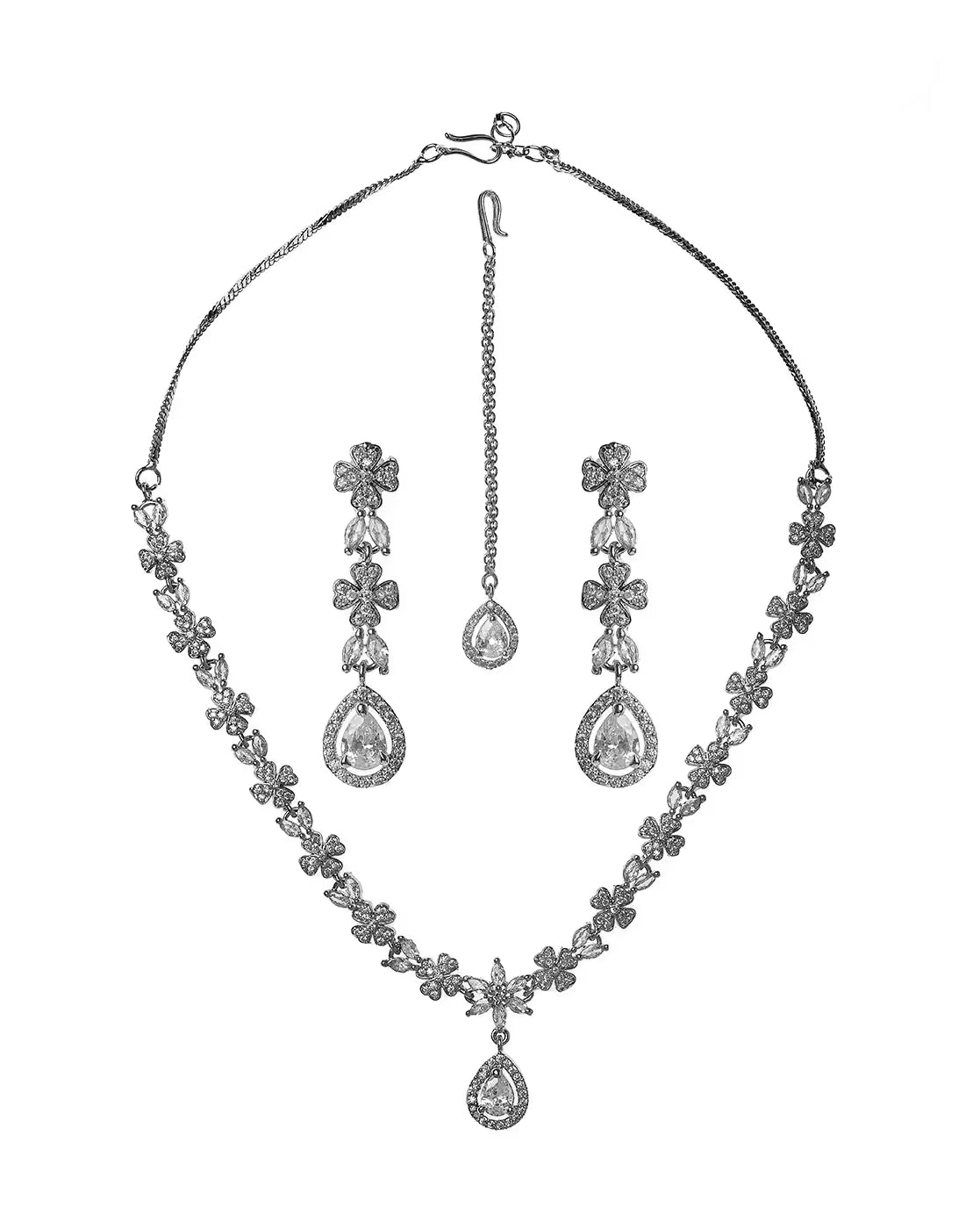 Women Silver-Plated Necklace & Earrings Set | OS