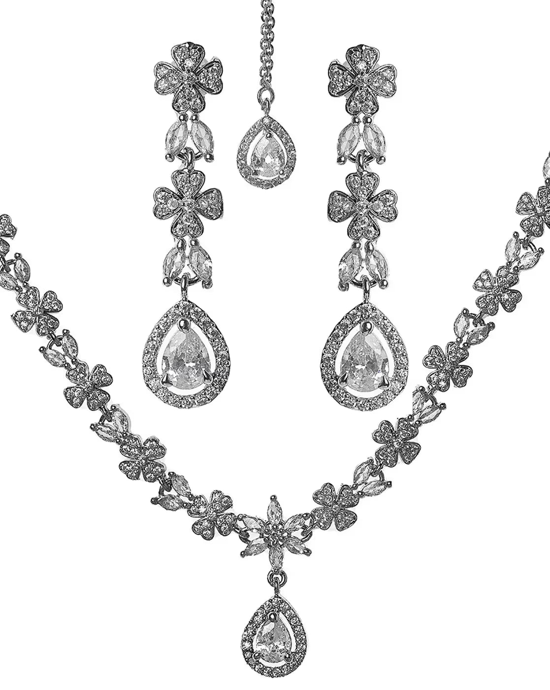 Women Silver-Plated Necklace & Earrings Set | OS