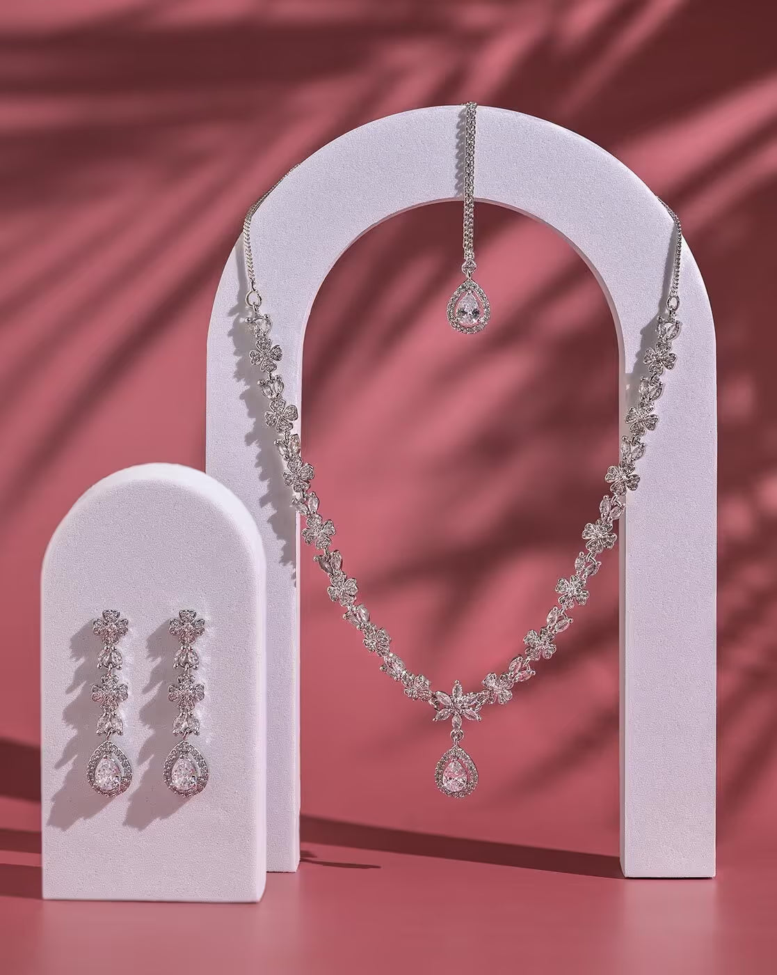 Women Silver-Plated Necklace & Earrings Set | OS