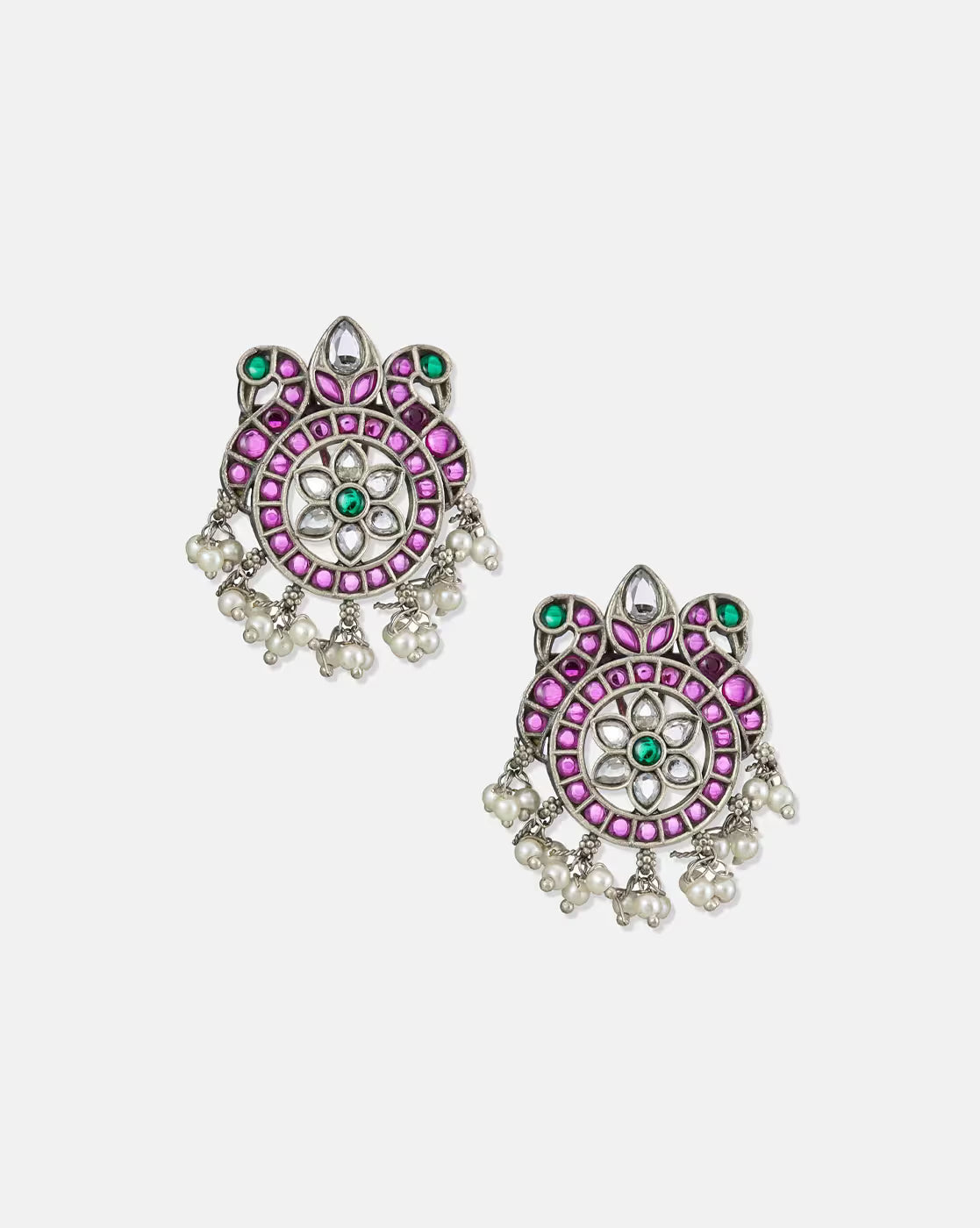 Women Silver-Plated Stone-Studded Stud Earrings