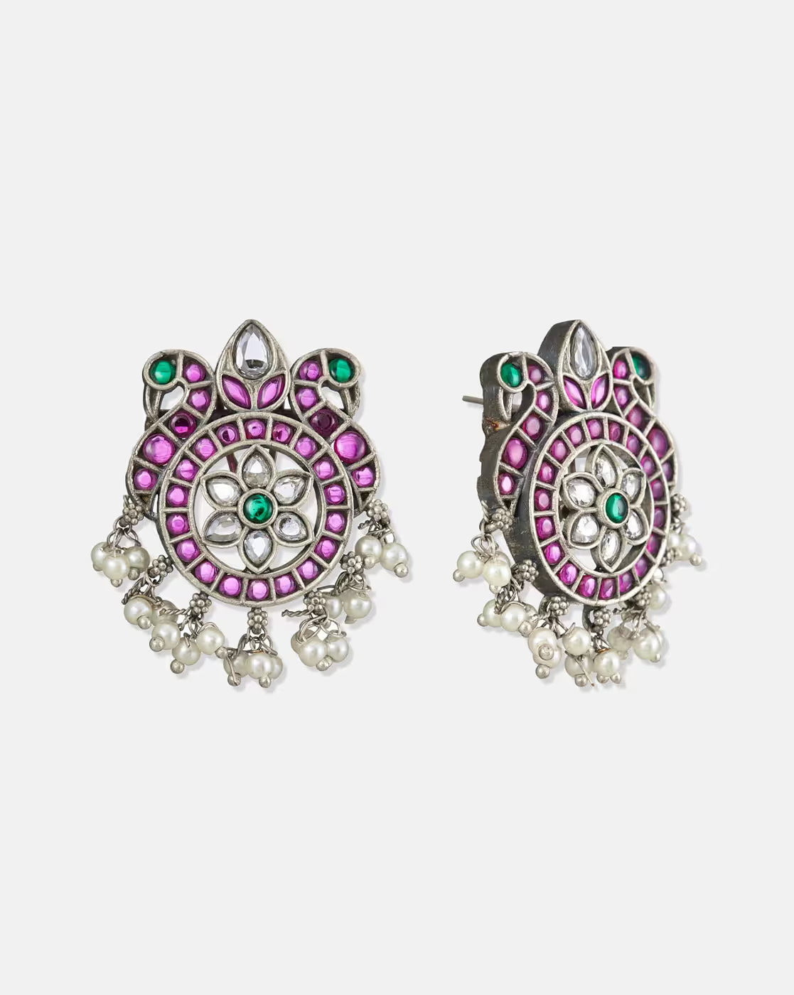 Women Silver-Plated Stone-Studded Stud Earrings