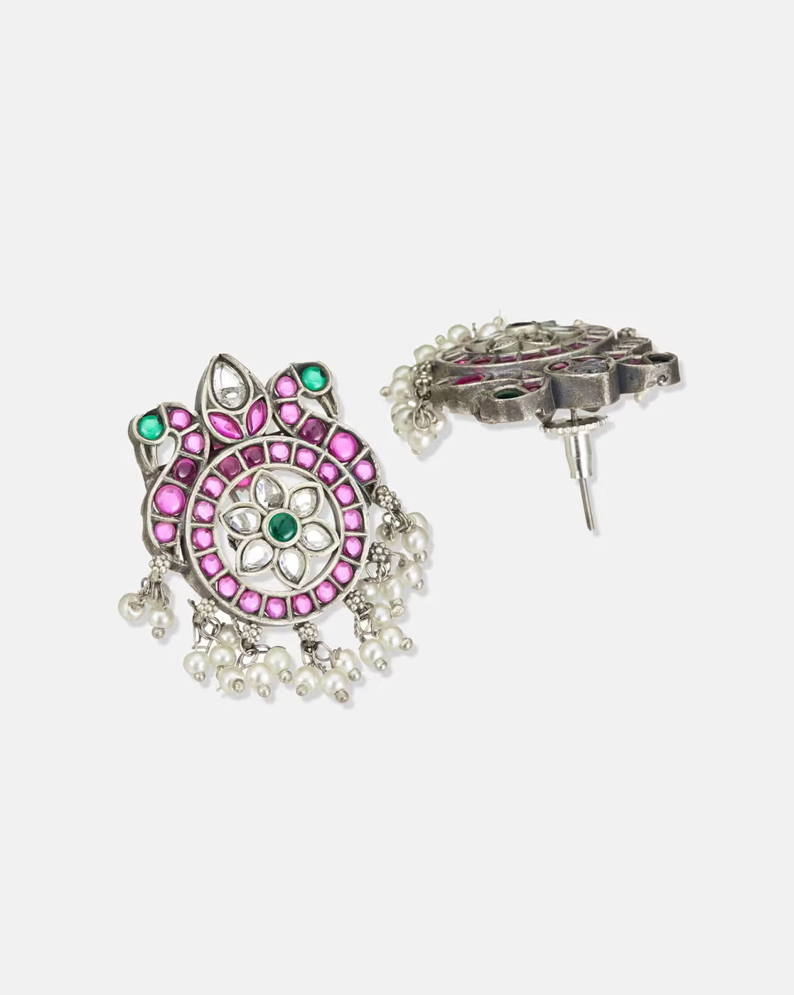 Women Silver-Plated Stone-Studded Stud Earrings