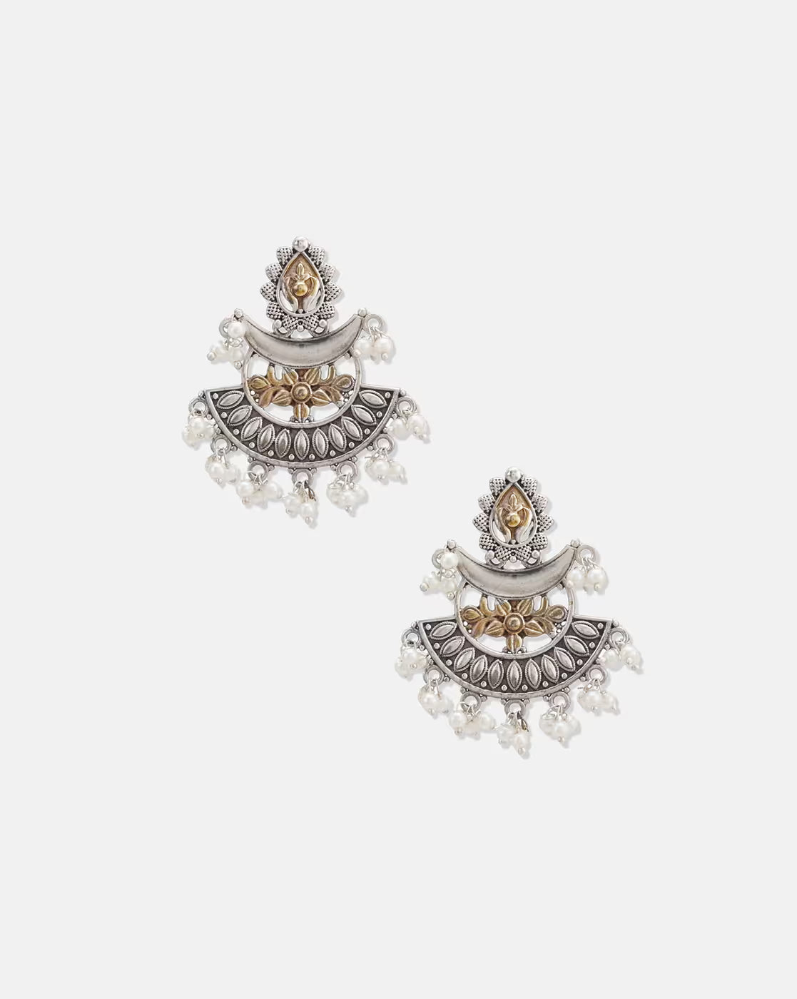 Women Silver-Plated Drop Earrings with Pearl Drops