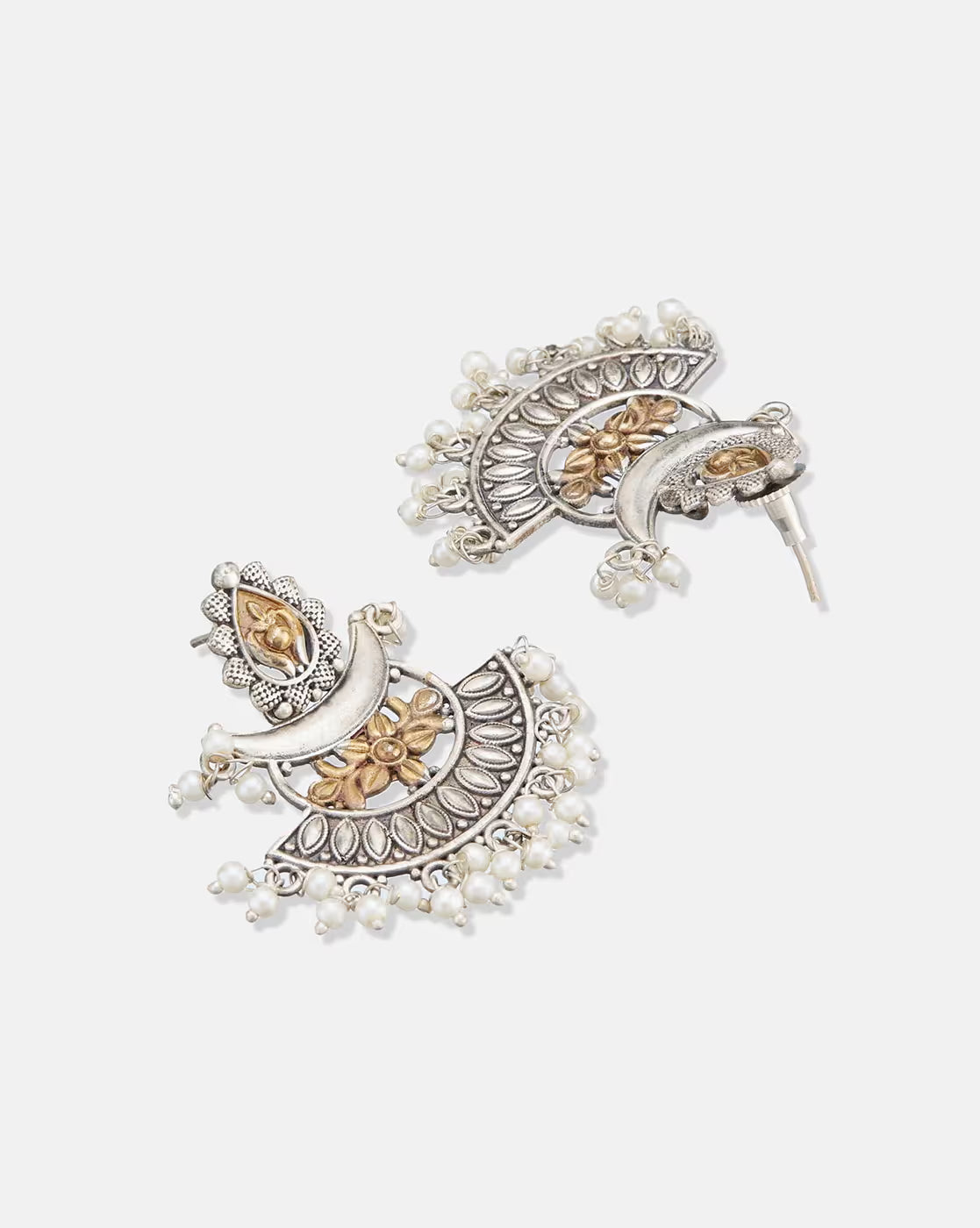 Women Silver-Plated Drop Earrings with Pearl Drops