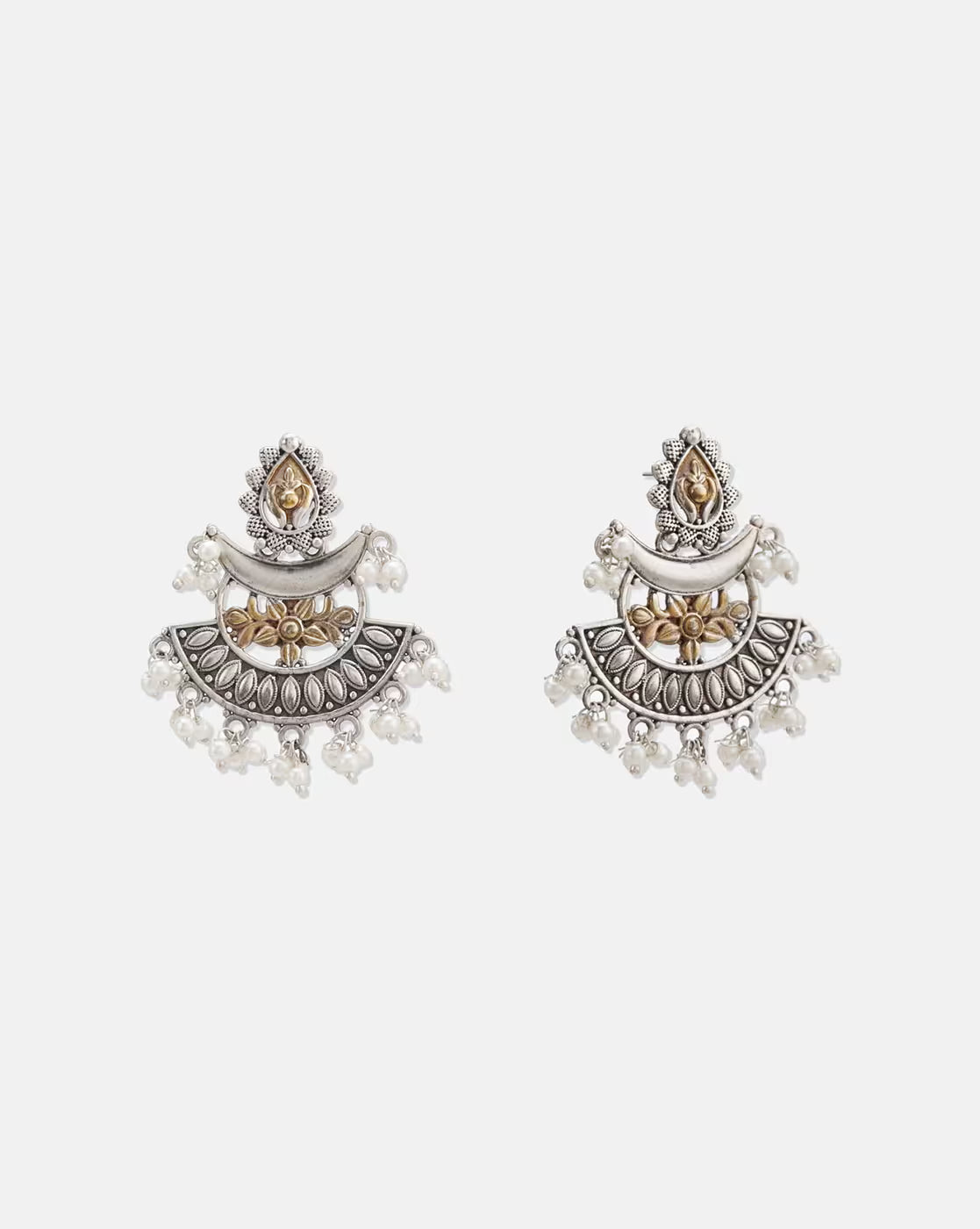 Women Silver-Plated Drop Earrings with Pearl Drops