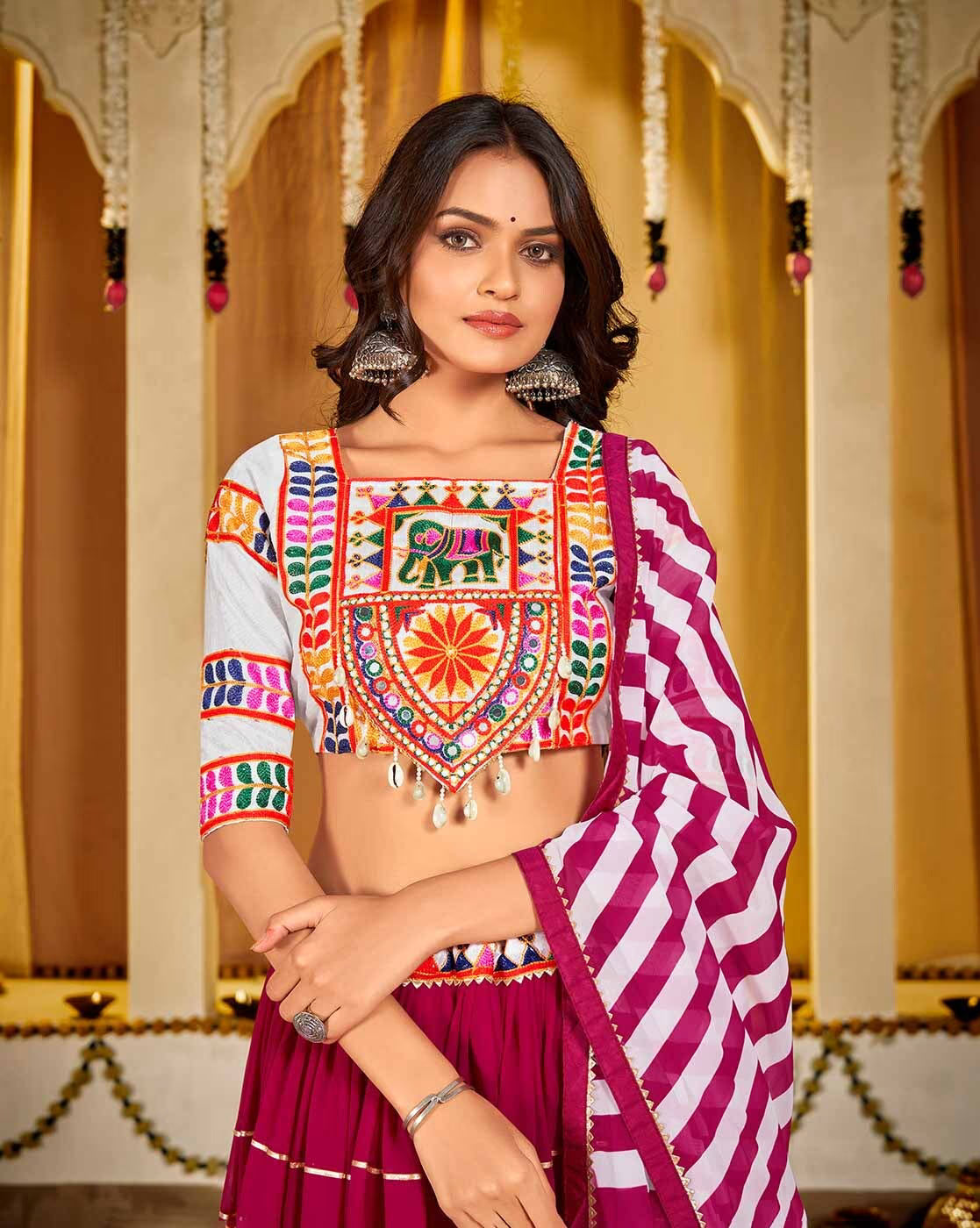 Women Embroidered Lehenga Choli Set with Dupatta