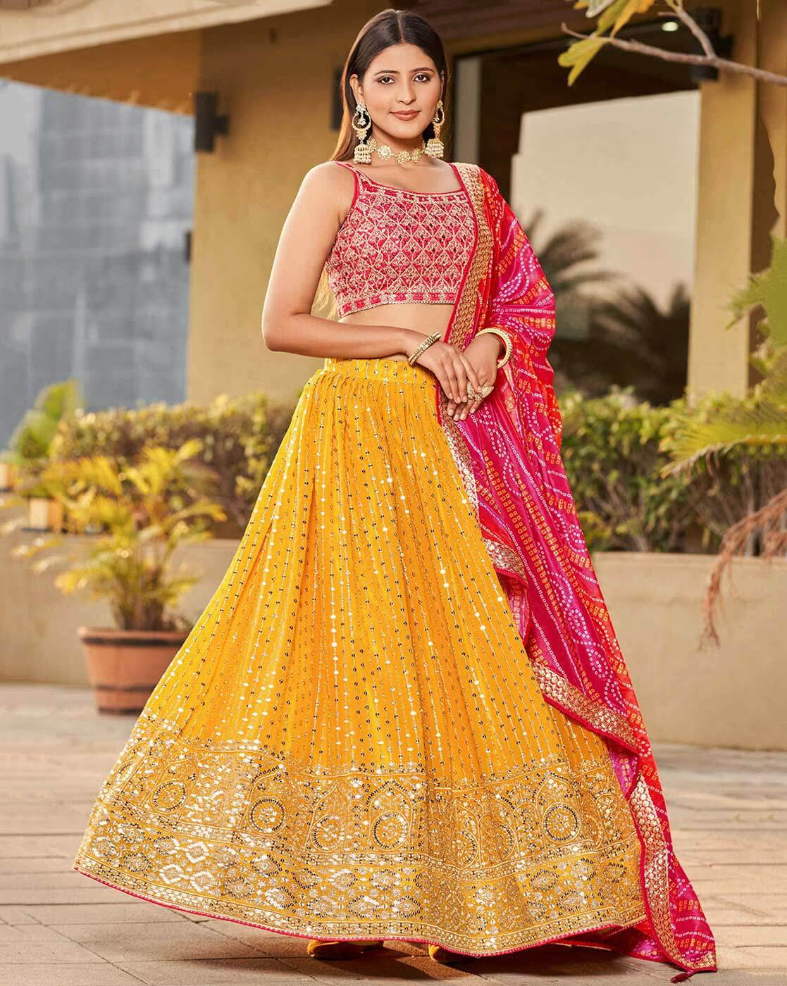 Women Embroidered Lehenga Choli Set with Dupatta