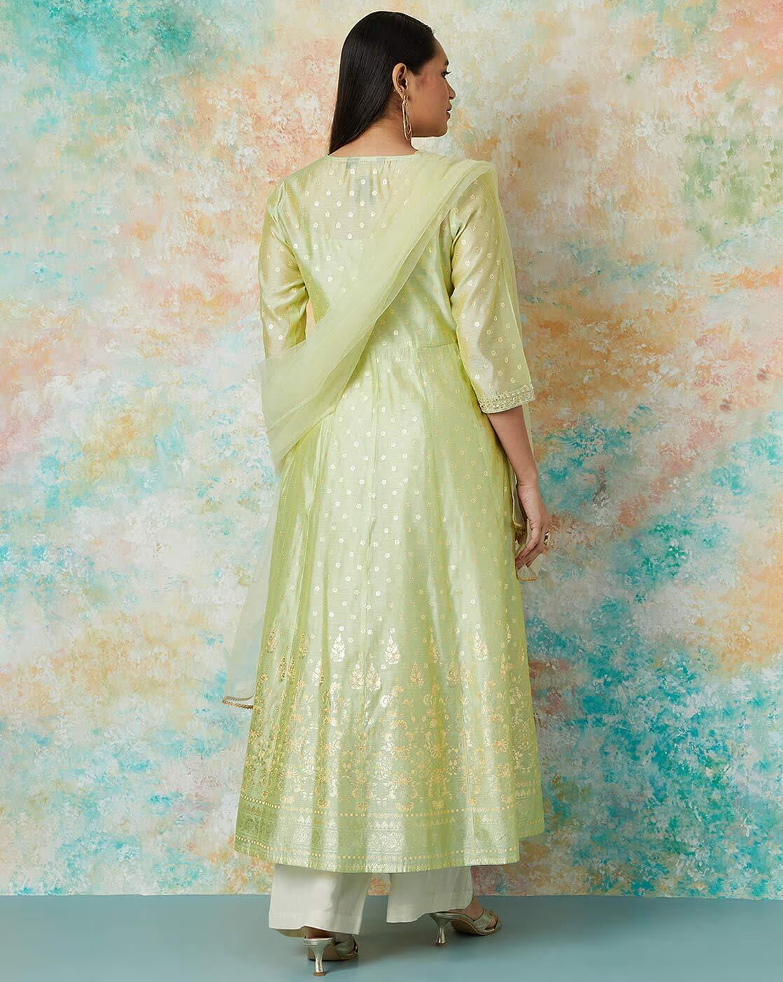 Women Embroidered Flared Kurta Set