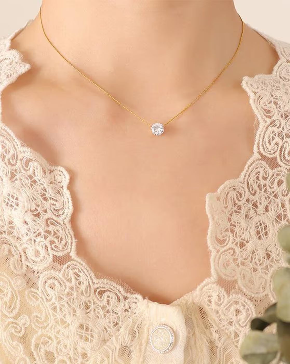 Women Diamond-Studded Short Necklace | FS