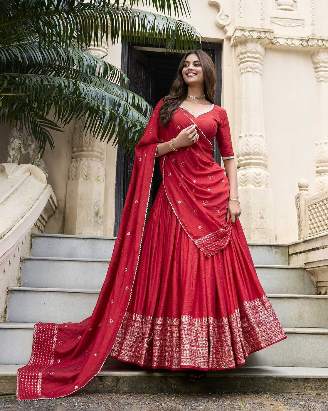 Women Embroidered Flared Lehenga Choli Set