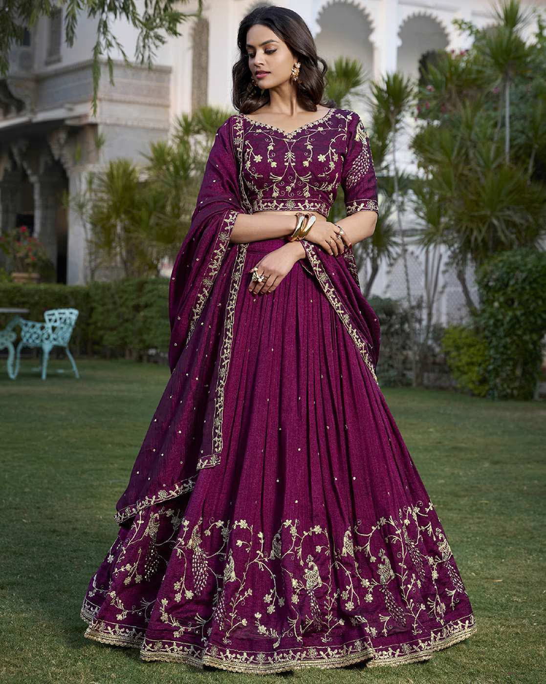 Women Embroidered Lehenga & Choli Set with Dupatta