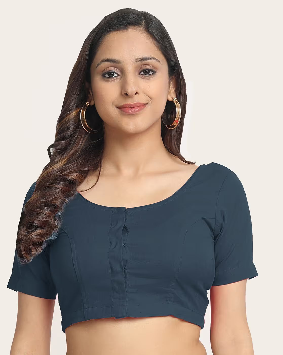 Women Hand-Embroidered Front-Open Cotton Blouse