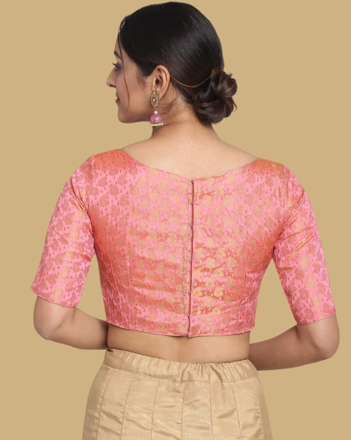 Women Paisley Zari Woven Back-Open Blouse