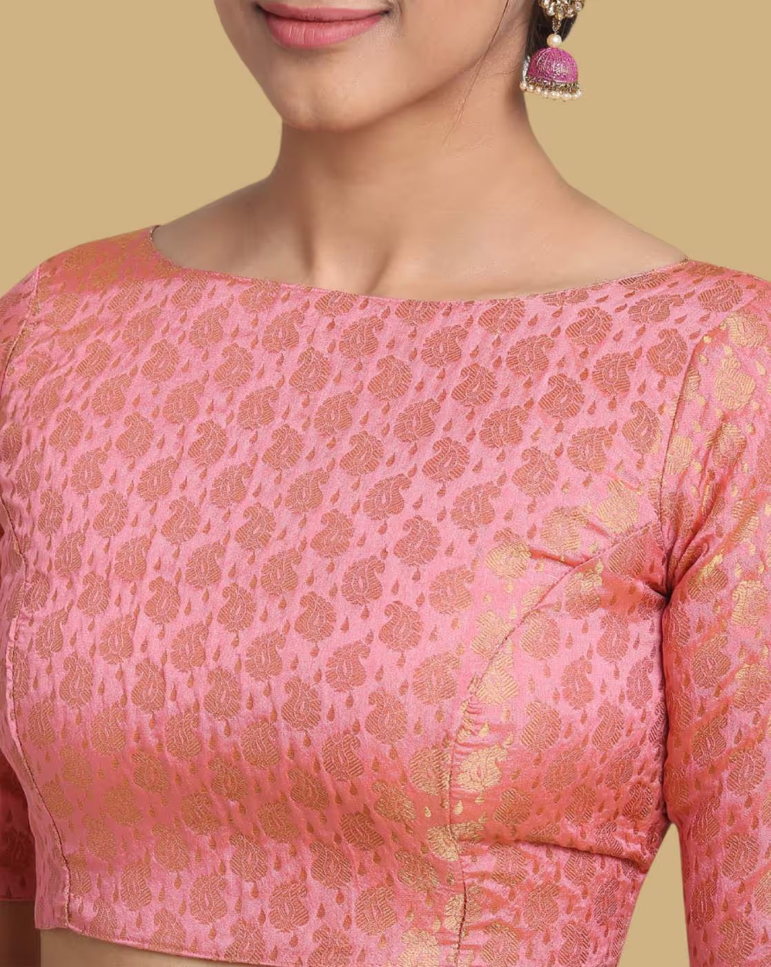 Women Paisley Zari Woven Back-Open Blouse