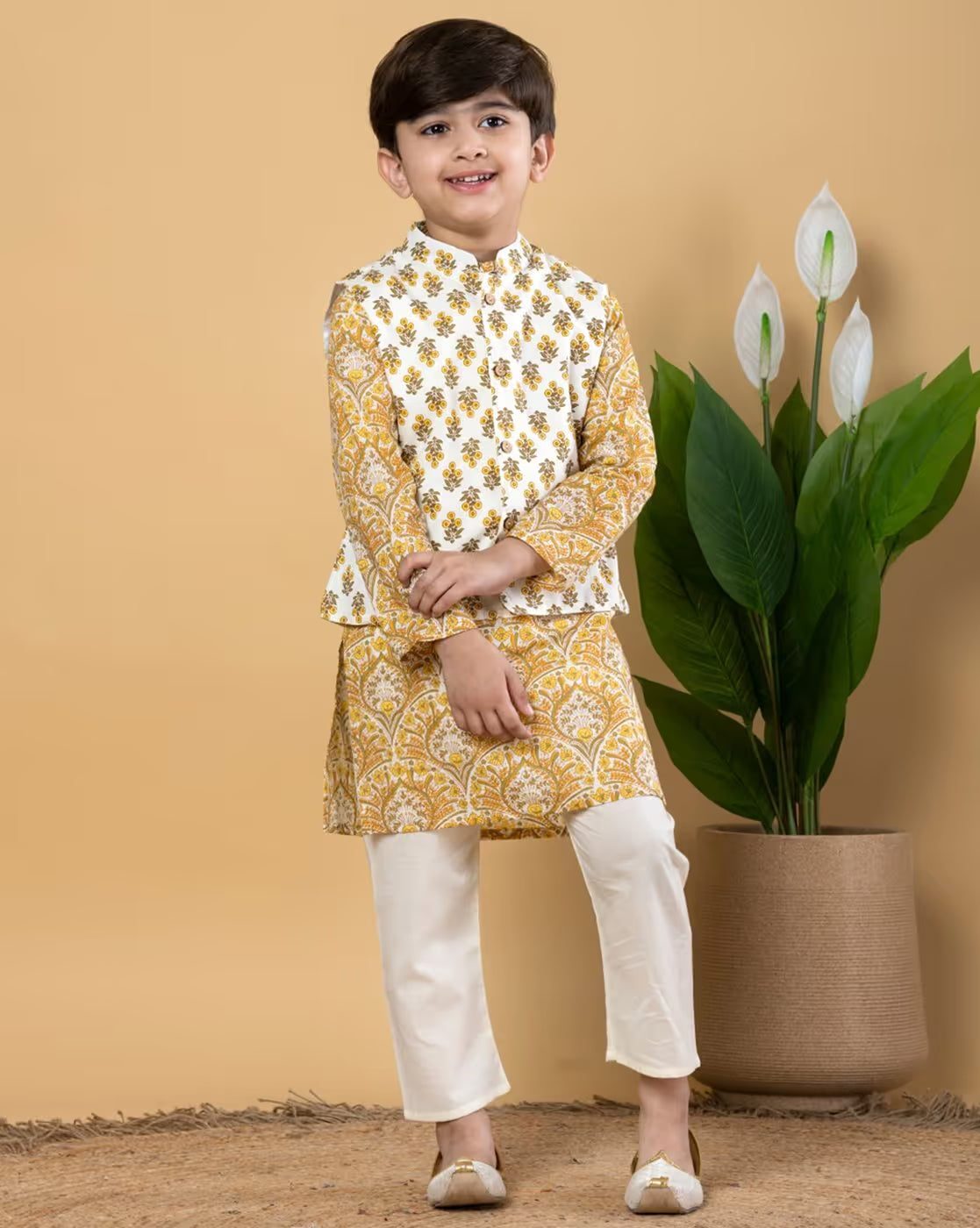 Boys Cotton Kurta Pyjama Set