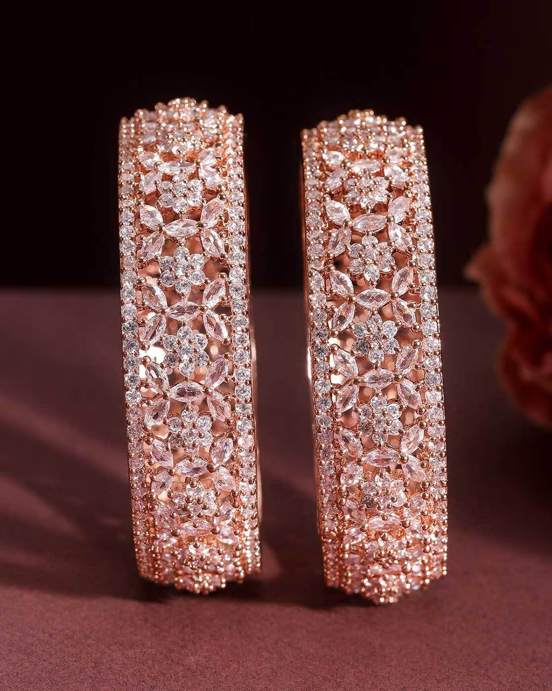 Women 22K Gold-Plated CZ Dual-Tone Handcrafted Bangles | 2.6