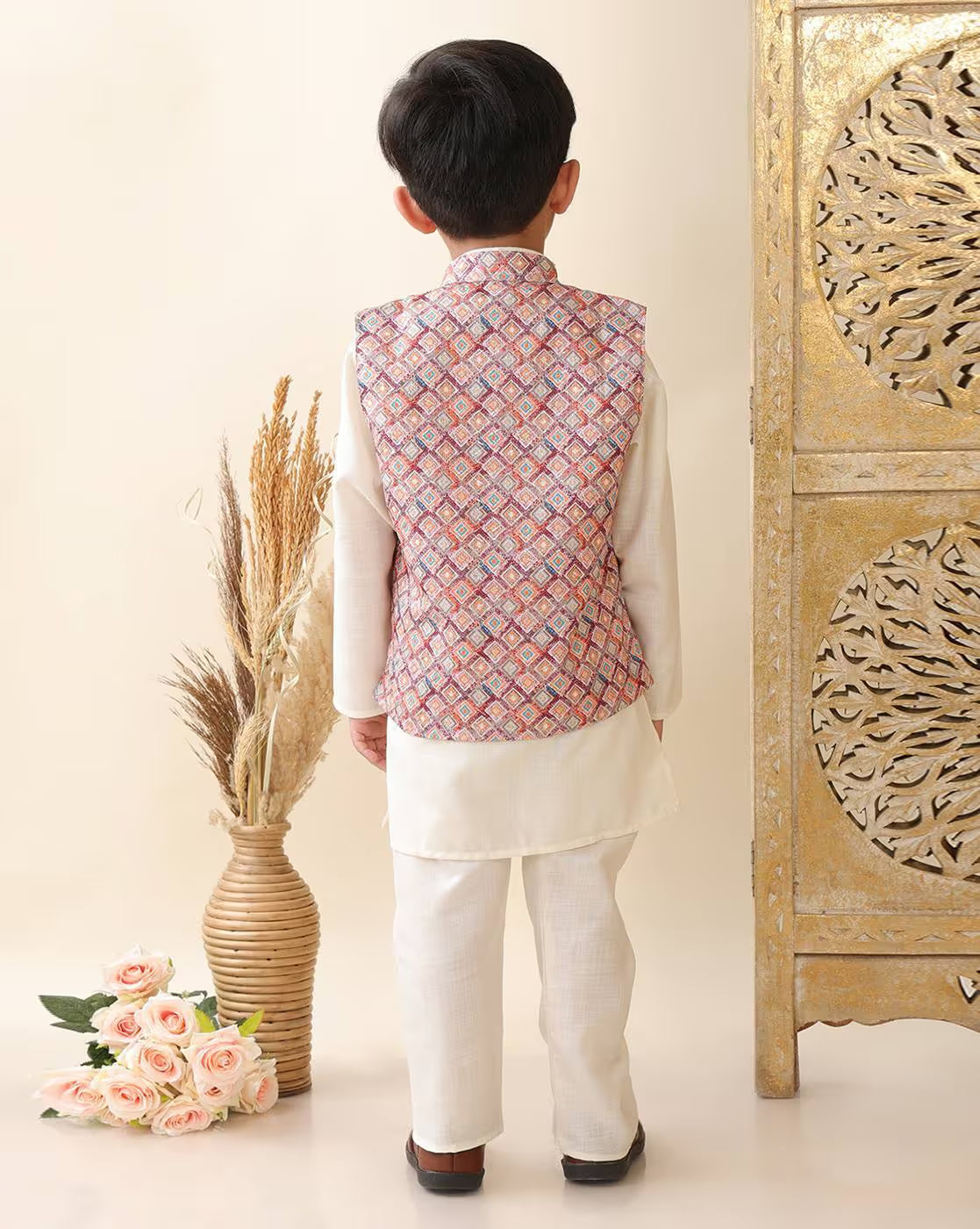 Boys Kurta Pyjama Set with Nehru Jacket