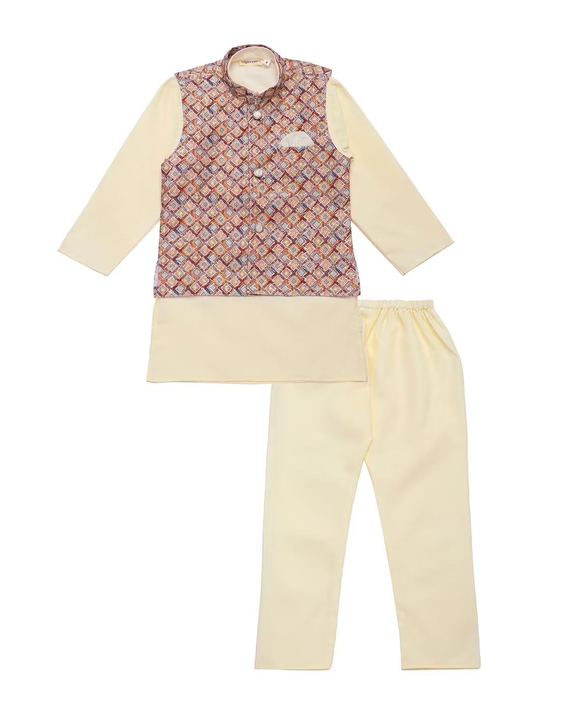 Boys Kurta Pyjama Set with Nehru Jacket