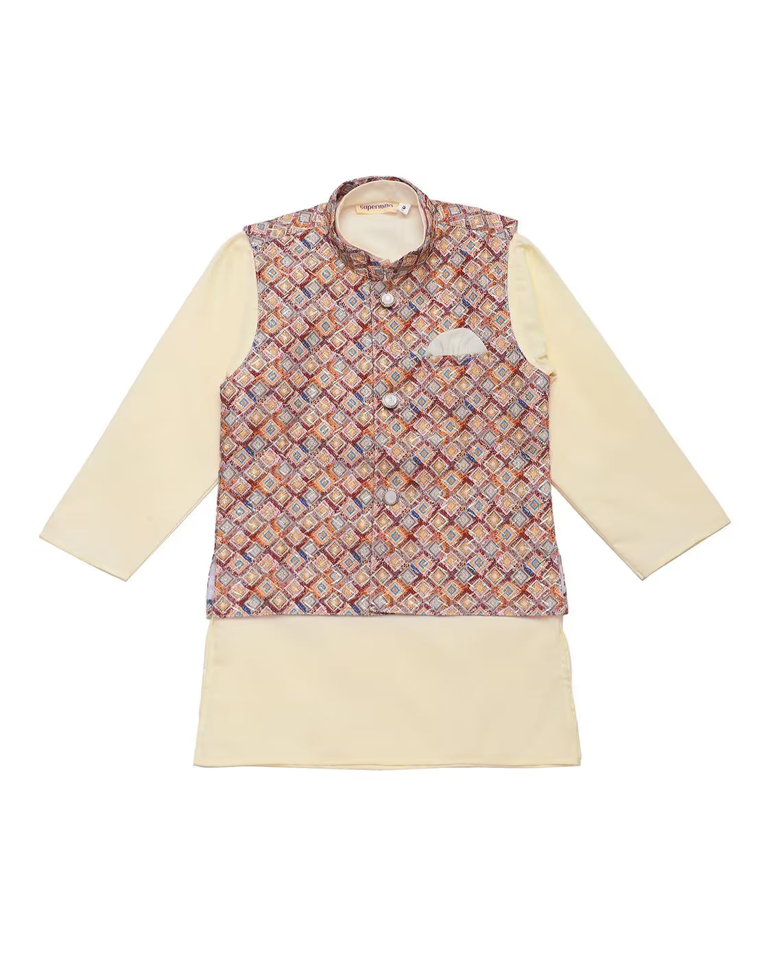 Boys Kurta Pyjama Set with Nehru Jacket