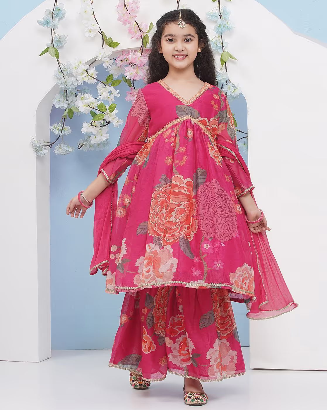 Girls Embellished Kurta Suit Set