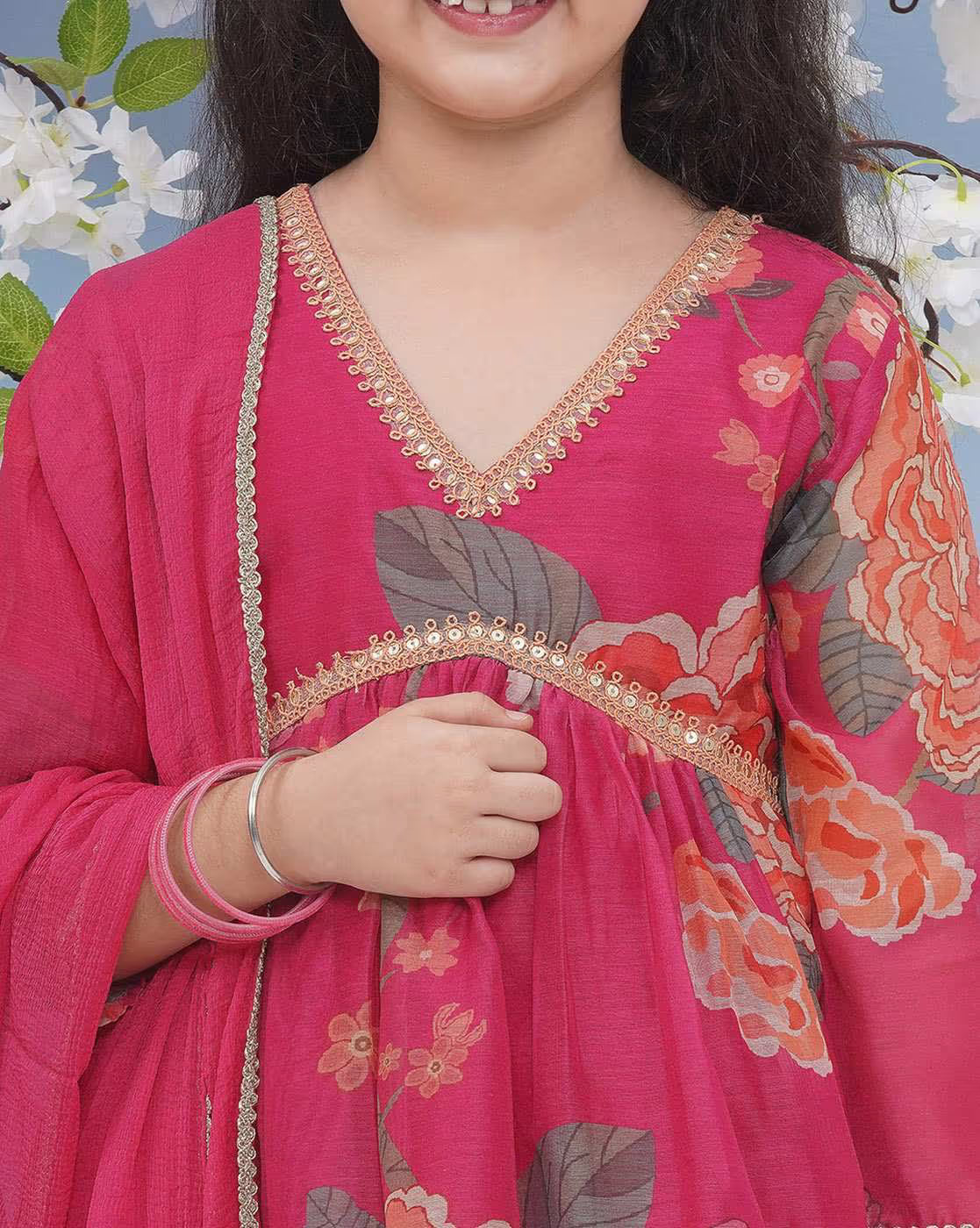 Girls Embellished Kurta Suit Set