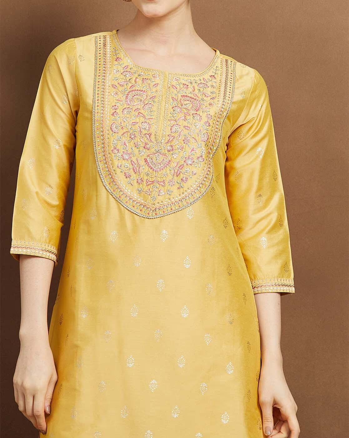 Women Embroidered Straight Kurta Suit Set