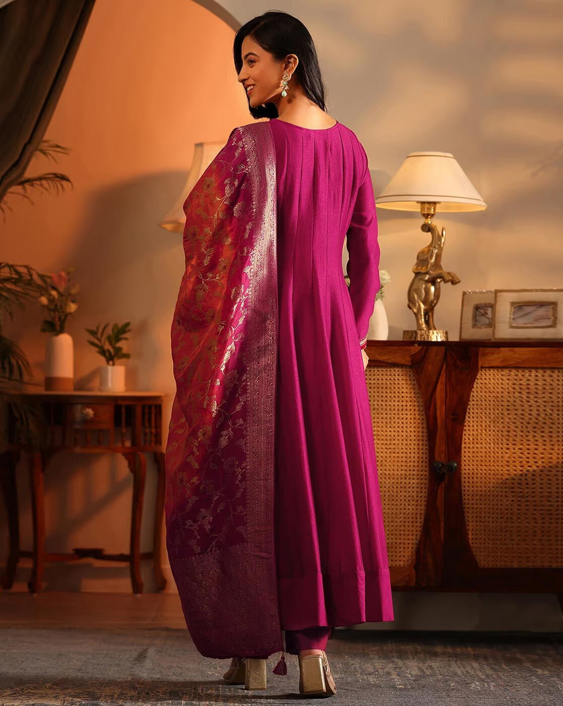 Women Embroidered Anarkali Kurta Suit Set