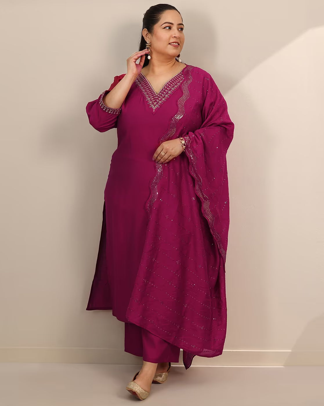 Women Embroidered Straight Kurta Set