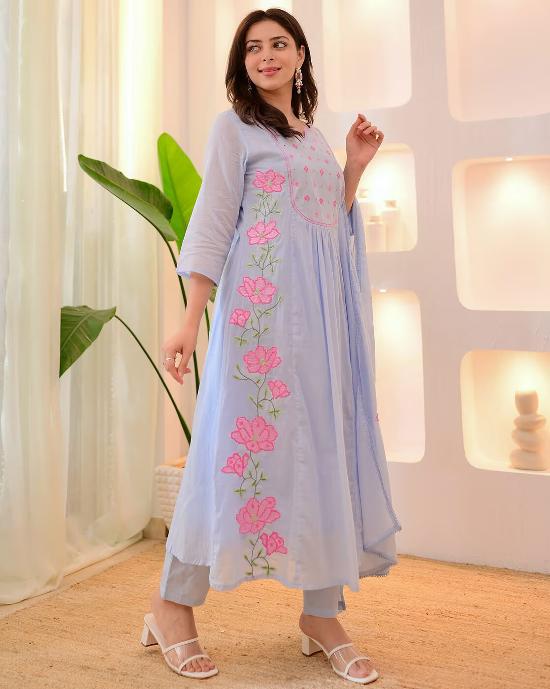 Embroidery Flared Kurta Set