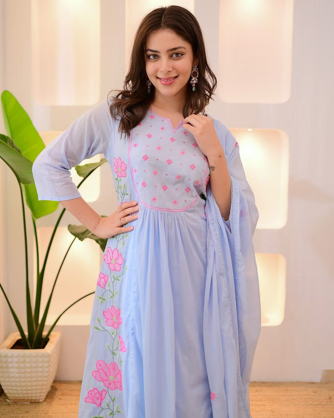 Embroidery Flared Kurta Set