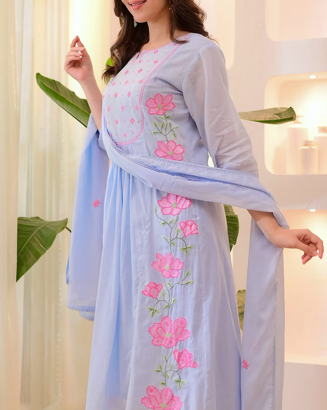 Embroidery Flared Kurta Set