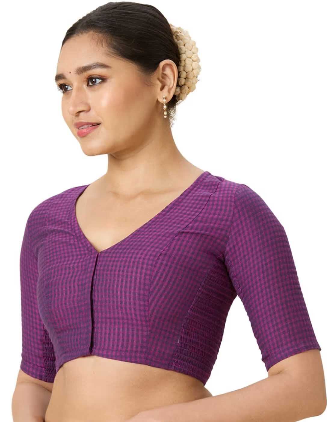 Women Checked Front Open Blouse