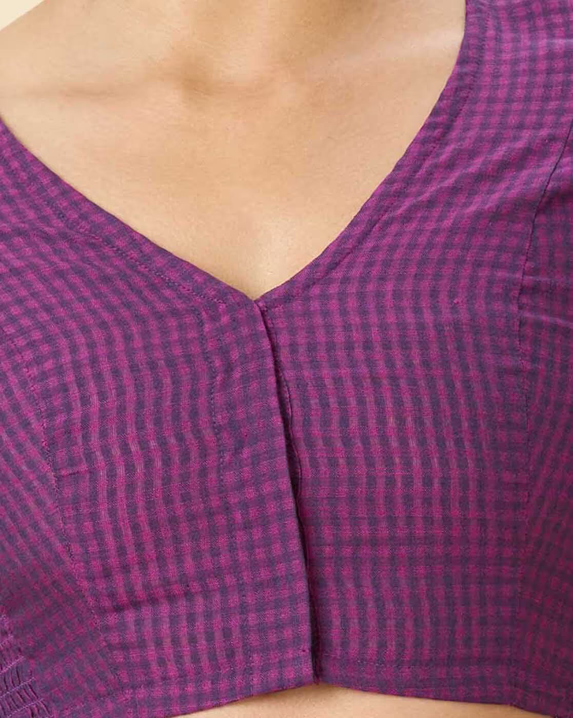 Women Checked Front Open Blouse