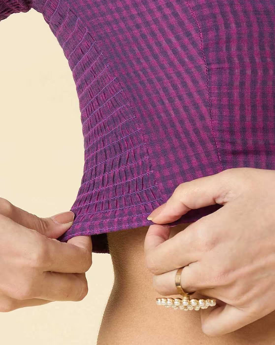 Women Checked Front Open Blouse