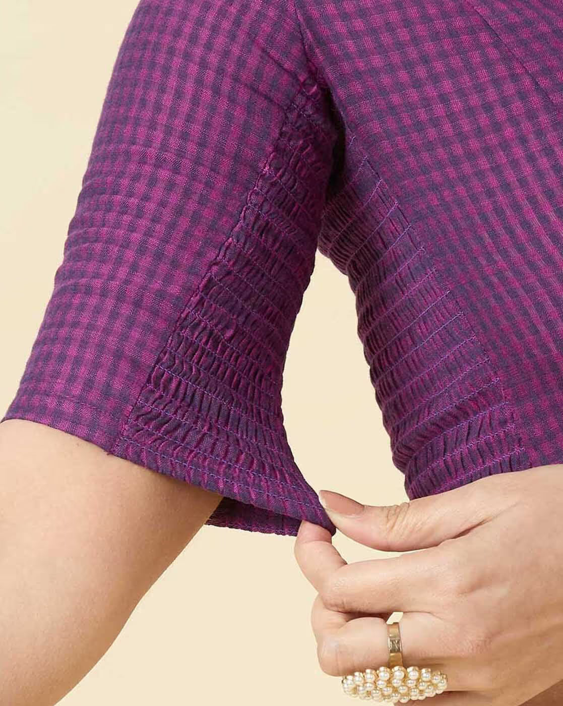 Women Checked Front Open Blouse