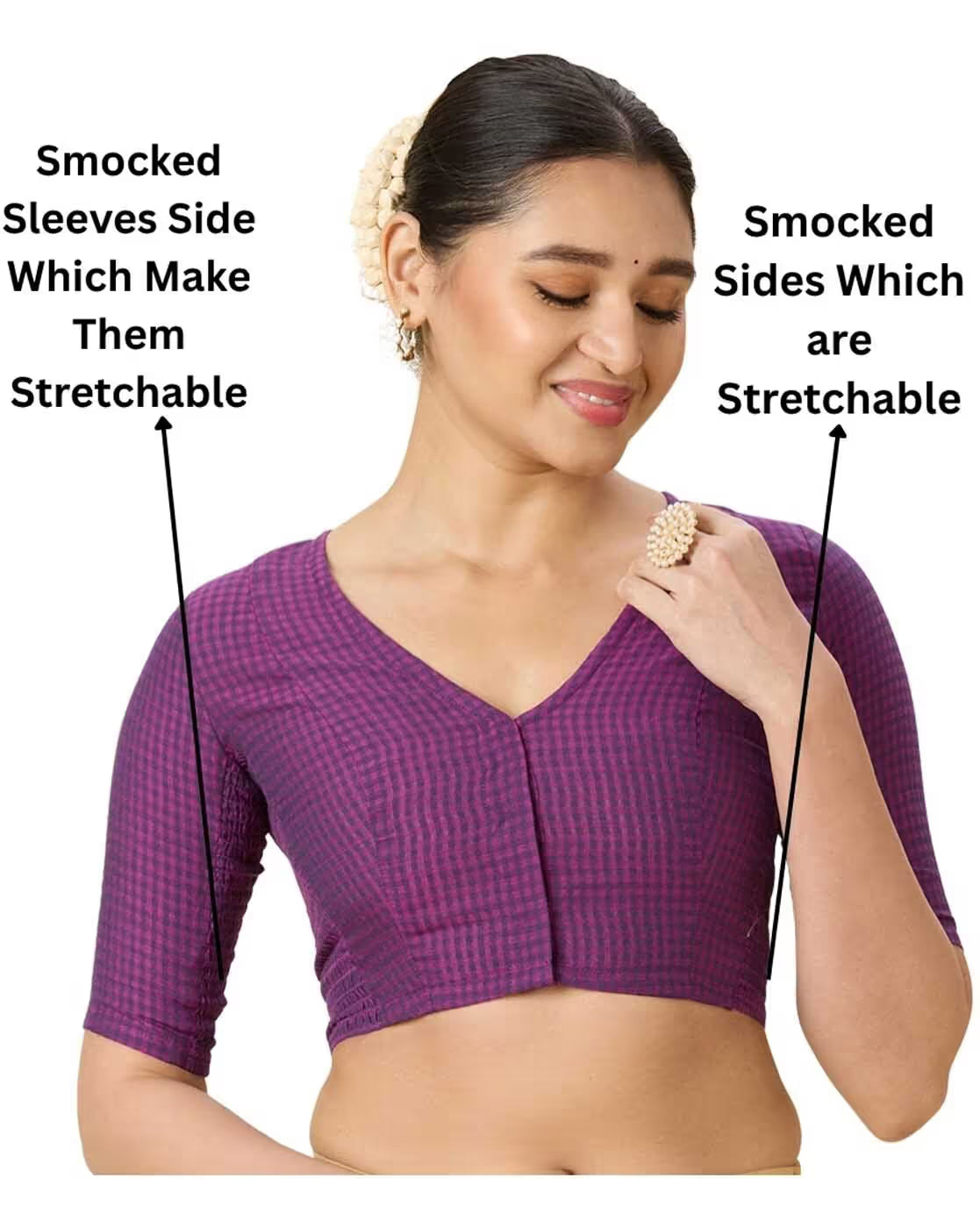Women Checked Front Open Blouse