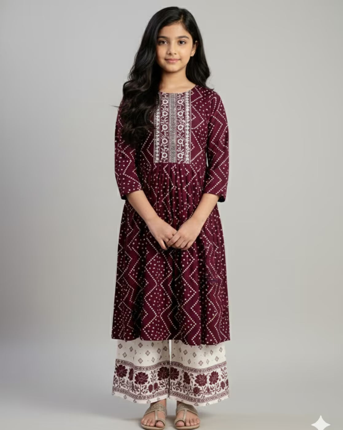 Girls Embroidered Flared Kurti