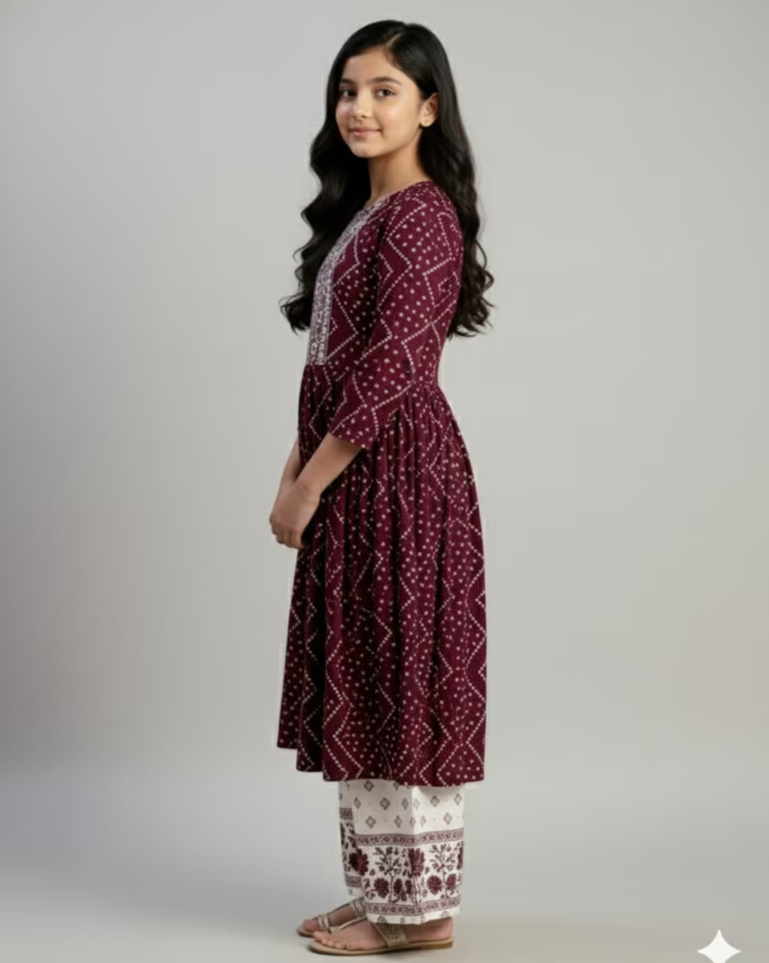 Girls Embroidered Flared Kurti