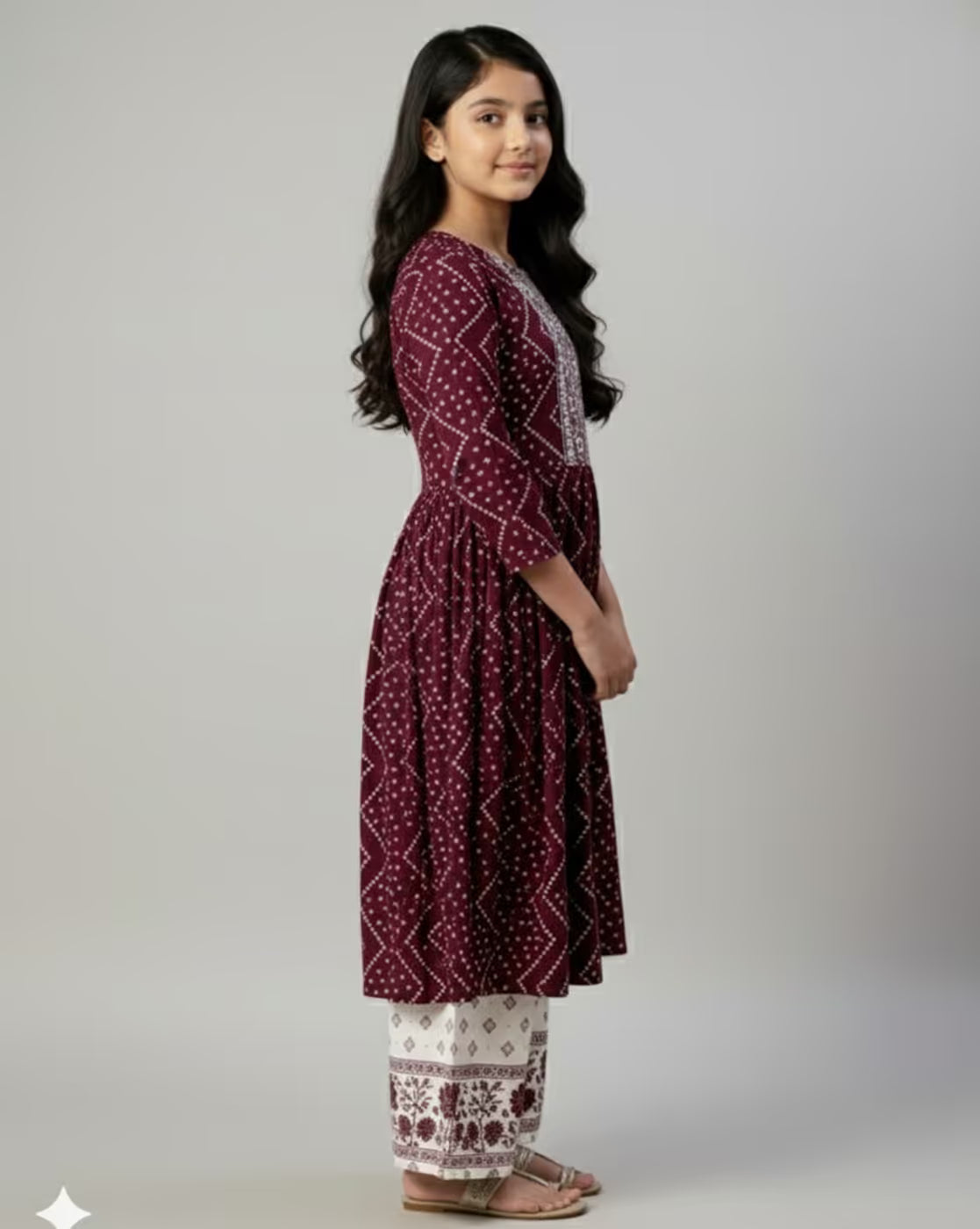 Girls Embroidered Flared Kurti