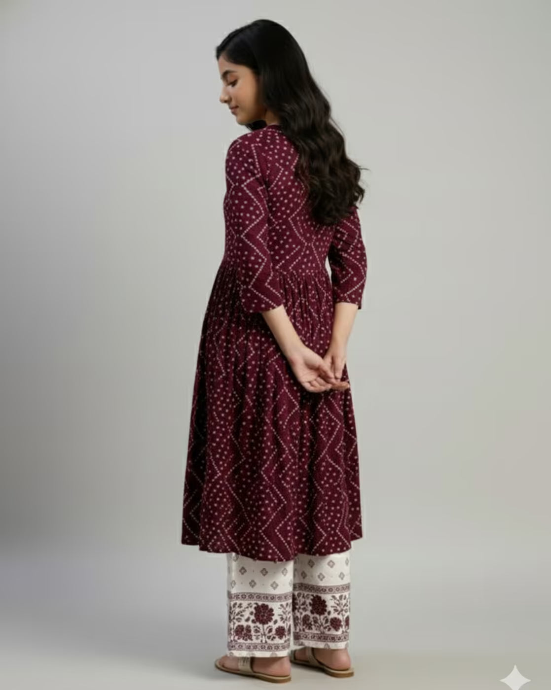 Girls Embroidered Flared Kurti