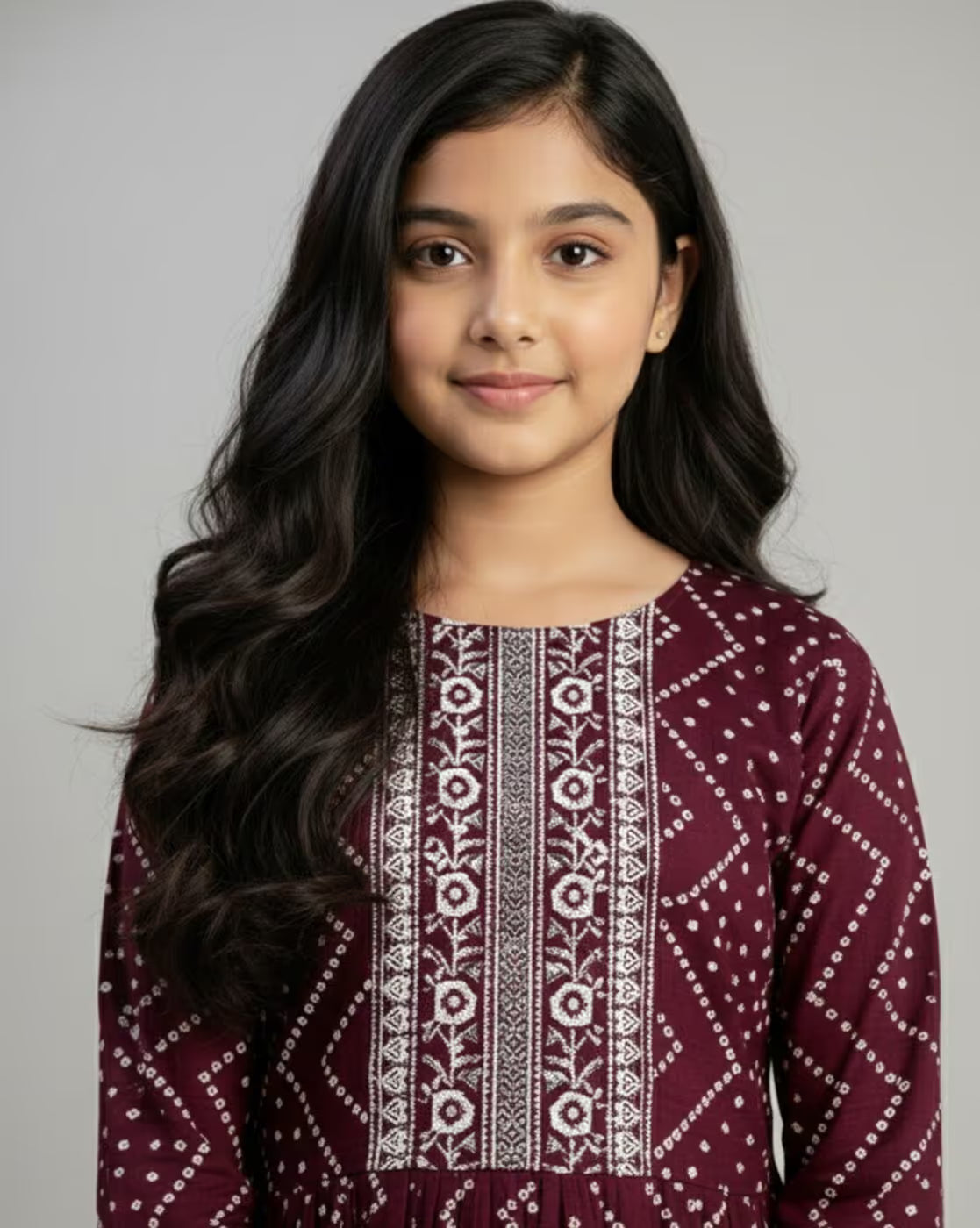 Girls Embroidered Flared Kurti